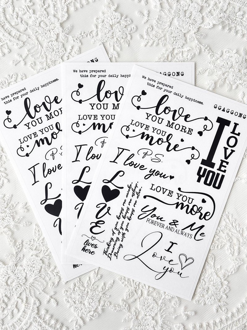 Love Lines lettering Sticker - 貼紙 - 其他材質 