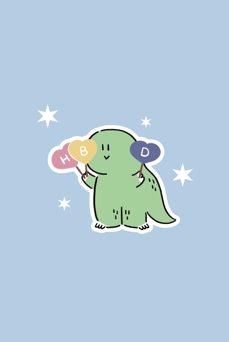 Jurawrsic Die-Cut Waterproof PVC Sticker – Birthday Sign, Dinosaur, HBD Greeting - 貼紙 - 紙 綠色