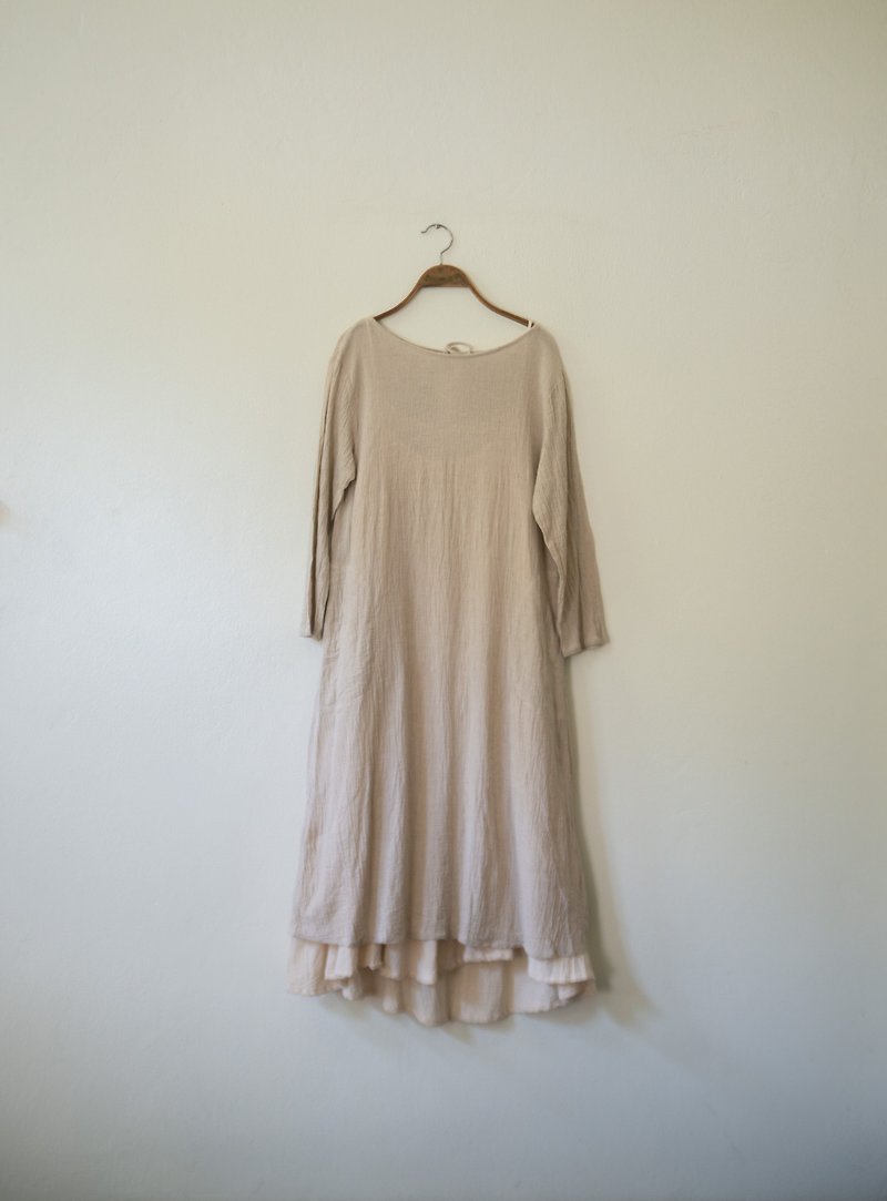 I got your back | Double Dress Set | Linen meets Cotton - ชุดเดรส - ผ้าฝ้าย/ผ้าลินิน สีนำ้ตาล