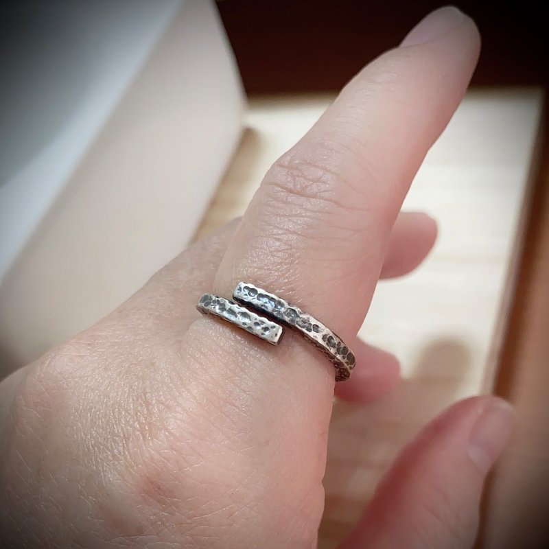 [925 Sterling Silver] Textured oxidized Silver ring. Customized jewelry - General Rings - Sterling Silver 