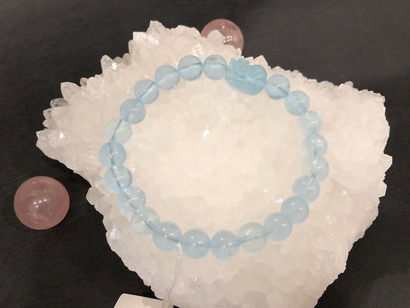Natural aquamarine~Lucky Pixiu bracelet~Please consecrate it for free from the Third Prince, Marshal of the Middle Altar - Bracelets - Crystal Multicolor