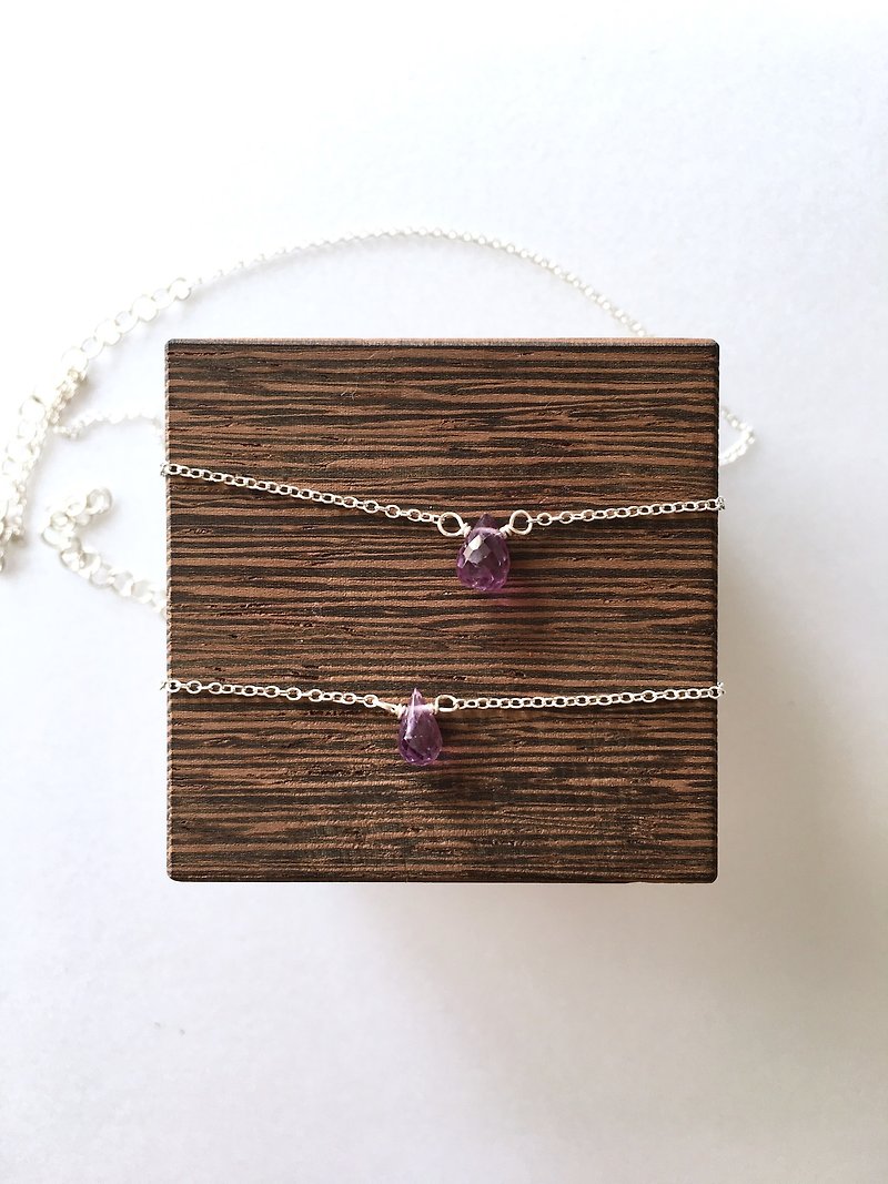 Corundum quarts set-up bracelet and necklace  all SV925 - 手鍊/手鐲 - 半寶石 紫色