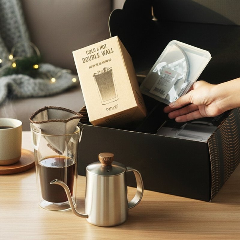 Driver 獨享手沖咖啡聖誕禮盒組 - 咖啡壺/手沖壺 - 不鏽鋼 