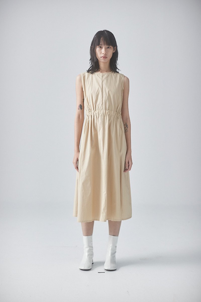 Ruched sleeveless dress - One Piece Dresses - Cotton & Hemp 