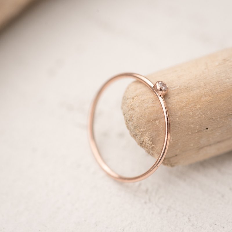 Zoaje FINLAND white dainty ring in 14k rose gold filled and white Zircon stone - General Rings - Rose Gold Pink