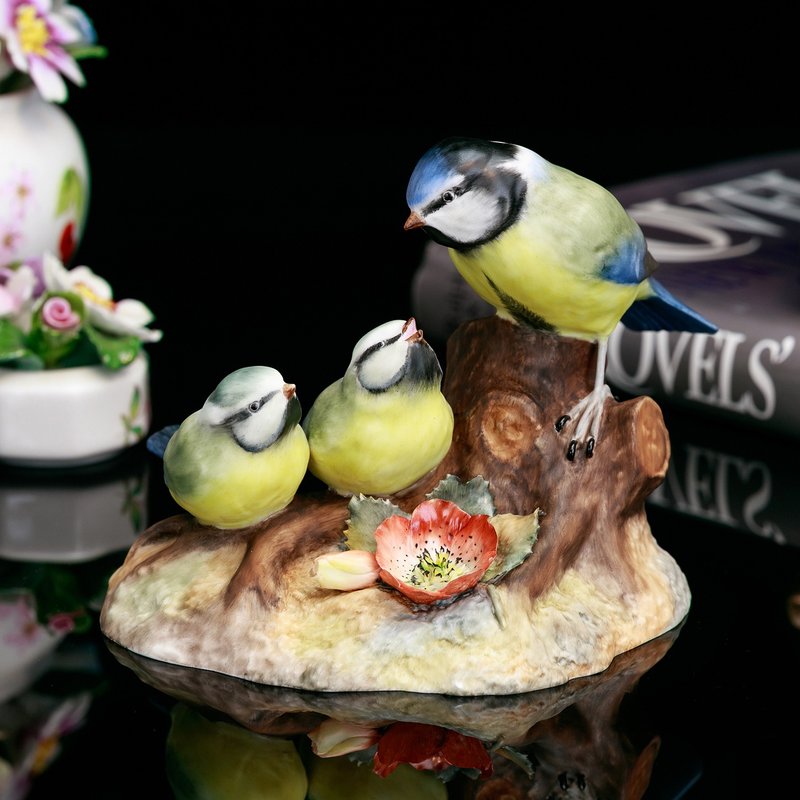 英國製 Royal Crown Derby 手繪藍山雀陶瓷雕塑鳥擺飾 - 擺飾/家飾品 - 瓷 