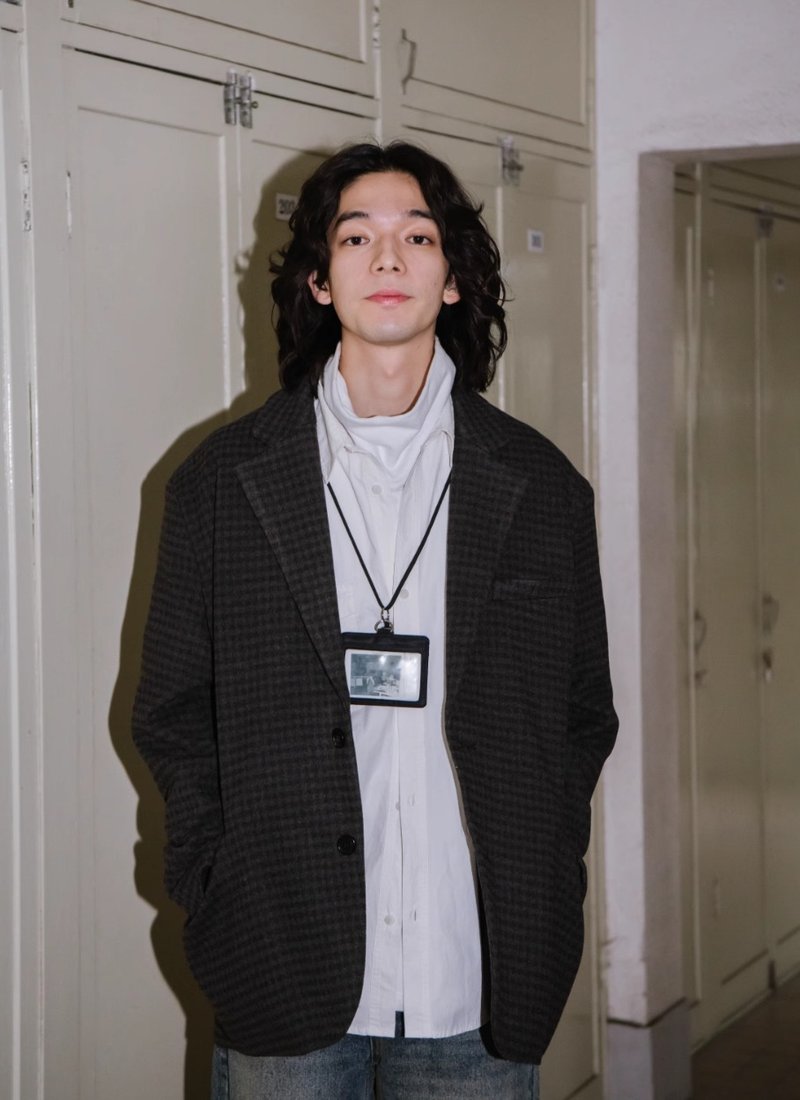 方格情緒 復古西裝外套 - 男夾克/外套 - 其他材質 黑色