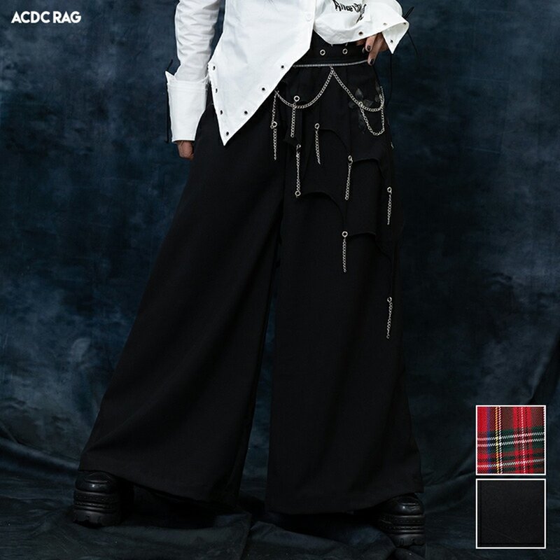 冥闇蘇格蘭格紋直筒長褲ACDC RAG台灣代理JA0751 - 男長褲/休閒褲 - 其他材質 黑色