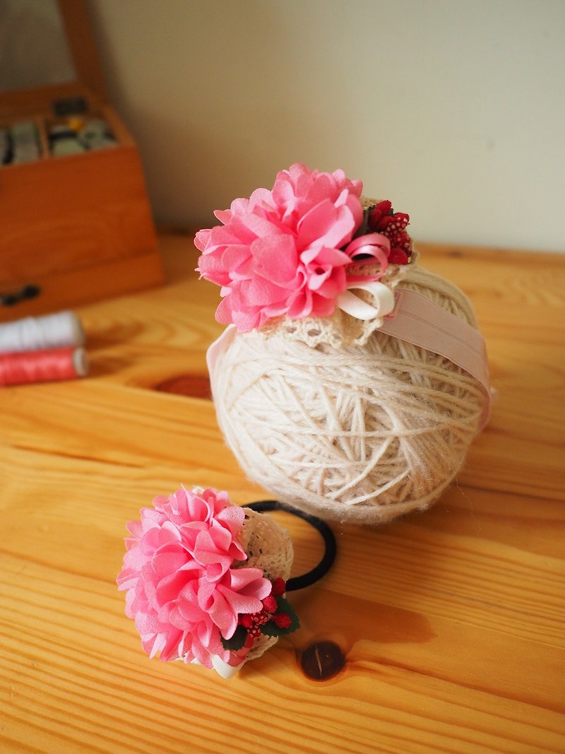 Xmas Gift Set Handmade fabric flower baby/kid headband - Baby Accessories - Cotton & Hemp Pink