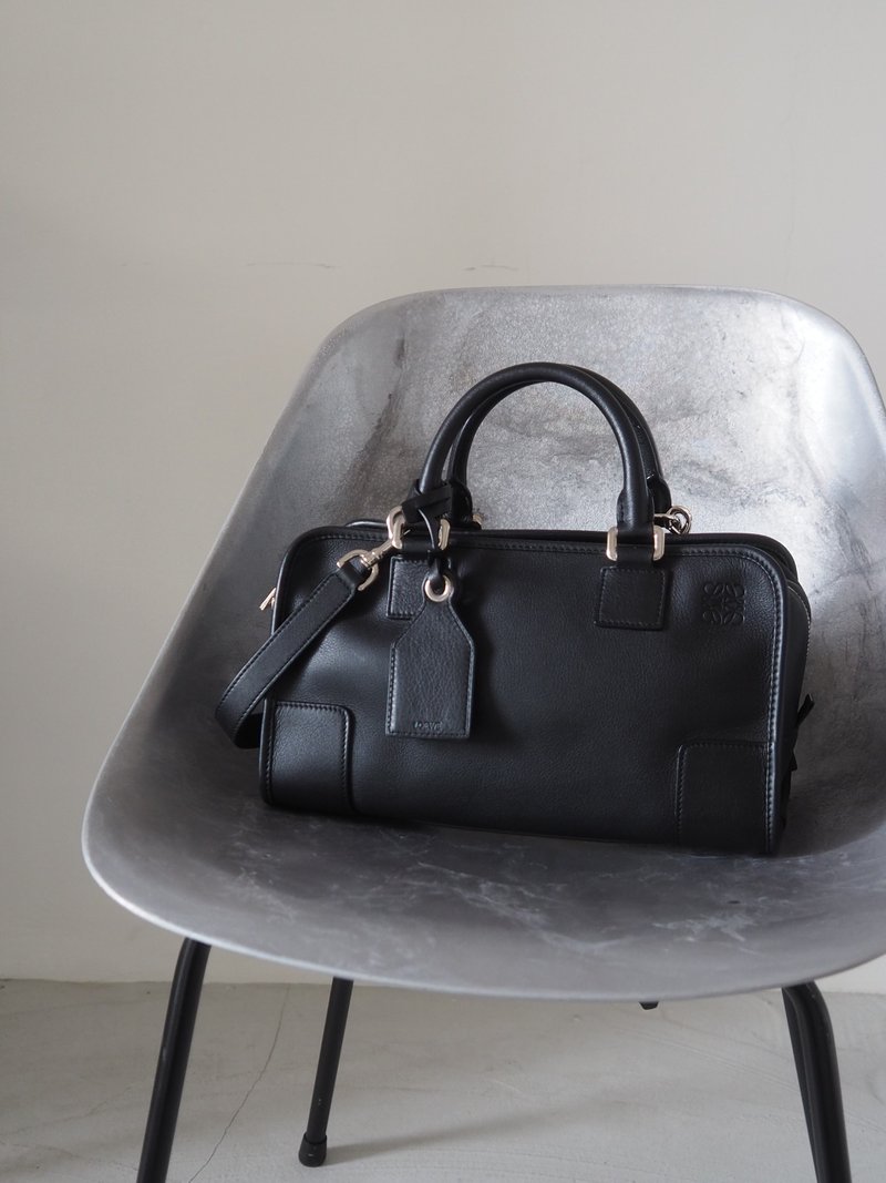 LOEWE ロエベ Amazona 28 2way ハンド ショルダーバッグ ブラック シルバー レザー ヴィンテージ - 手提包/手提袋 - 真皮 黑色