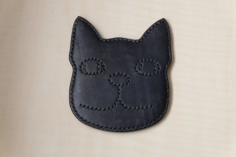 Hand-sewn leather fodder paddle Italian tannage - Coasters - Genuine Leather Black