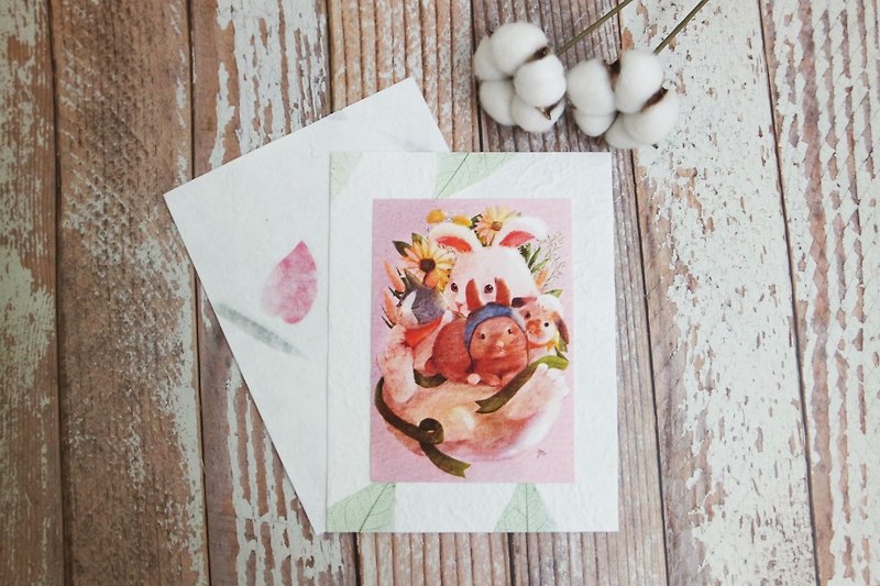 Furry bunnies postcard - การ์ด/โปสการ์ด - กระดาษ หลากหลายสี
