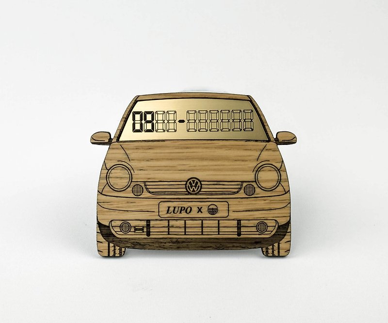 [Volkswagen LUPO] Exclusive white oak solid wood temporary parking number card - Other - Wood 
