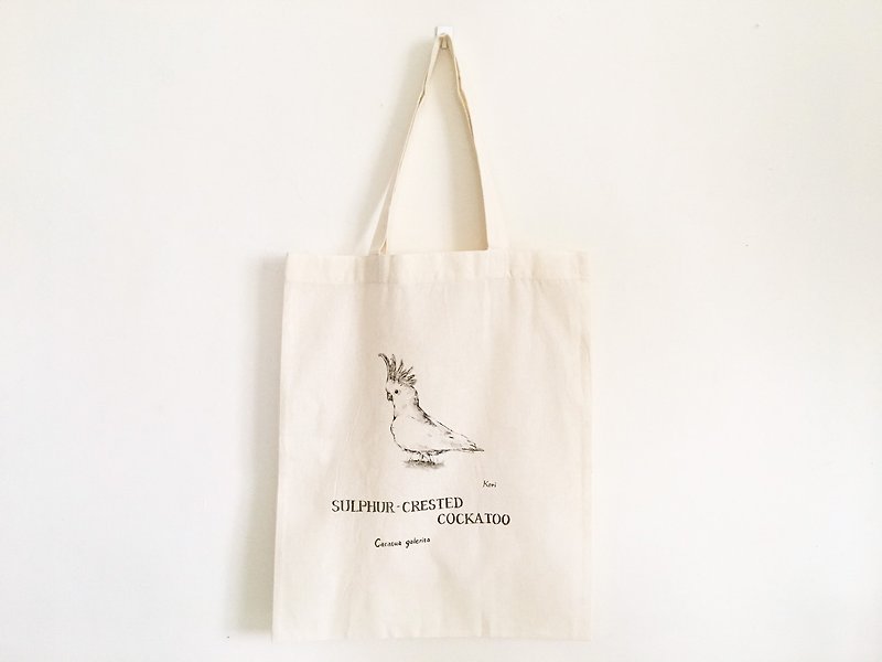 ピュアコットンショッピングバッグ手描きの鳥オウムの‧のヒマワリバターン