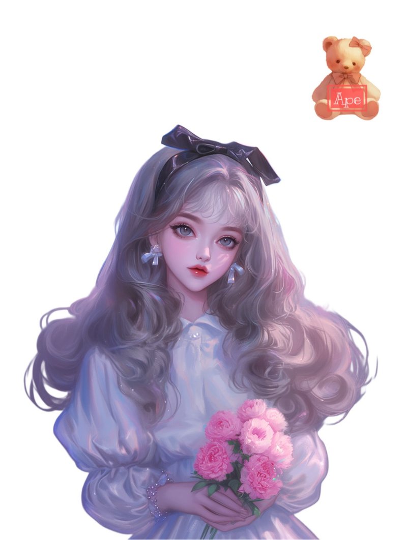 Original character stickers, decorative stickers, 5 pieces - สติกเกอร์ - กระดาษ 