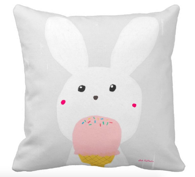  Ice Cream Bunny Cushion Cover (Free Postage) - หมอน - ผ้าฝ้าย/ผ้าลินิน หลากหลายสี
