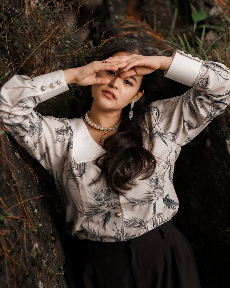 The Ugly Duckling Blouse Toile - 女上衣/長袖上衣 - 棉．麻 綠色