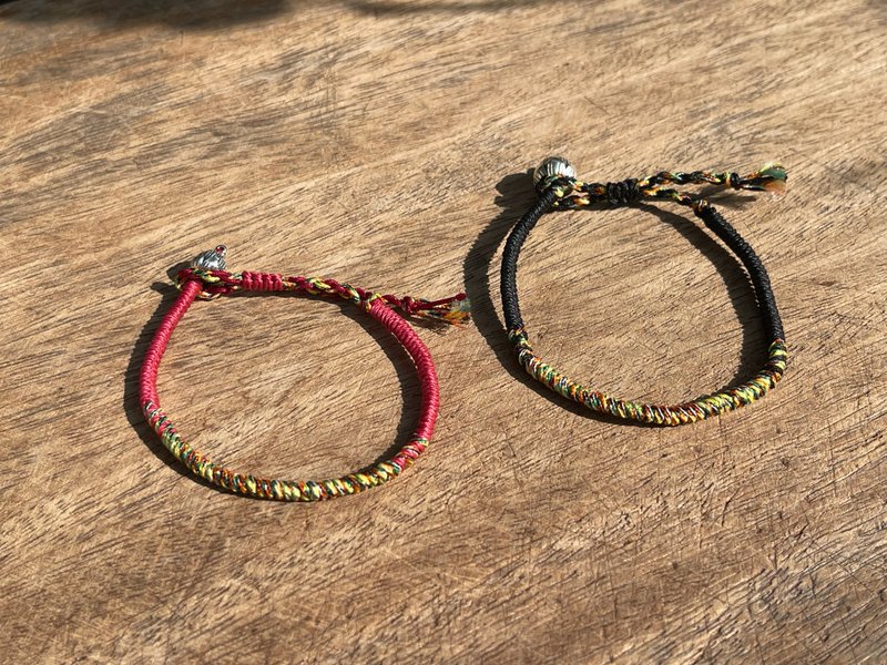 Qinglian - Tibetan vajra knot. Custom woven bracelet - สร้อยข้อมือ - เงิน หลากหลายสี