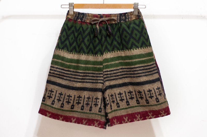 Women's National Wind Stitching Shorts Knit Shorts - Moroccan Wind Oasis Geometric Ethnic Wind Totem - กางเกงขาสั้น - ขนแกะ หลากหลายสี
