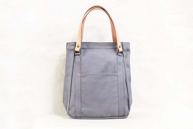 牛革 キャンバス/栃木レザー トートバッグ 大容量 鞄 日本製 bag totebag【Gray】JAB007 - 手提包/手提袋 - 真皮 灰色
