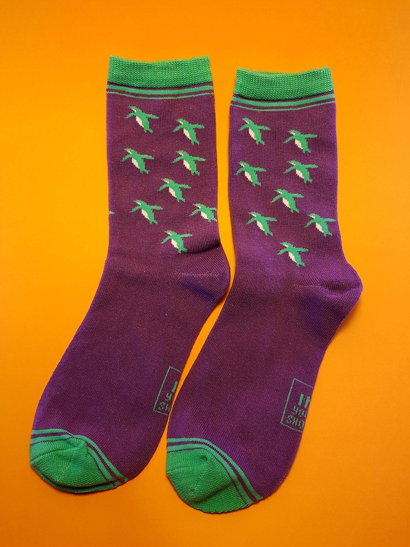 Cotton & Hemp Socks Purple - In Your Shoes New Product: Little Penguin Dream│Socks│Limited