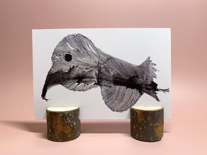 Pull line drawing postcard-happy little bird - การ์ด/โปสการ์ด - กระดาษ ขาว