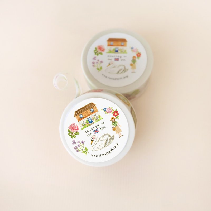 Journey to the UK Washi Tape – British Travel Illustration Masking Tape - มาสกิ้งเทป - กระดาษ หลากหลายสี