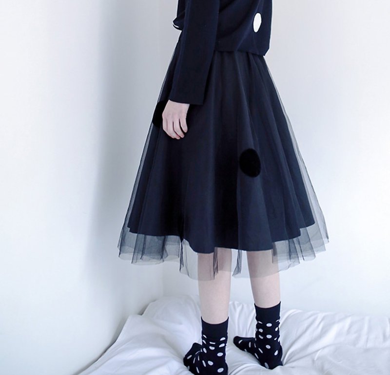 少しの黒ガーゼドレス -  imakokoni - スカート - コットン・麻 ブラック
