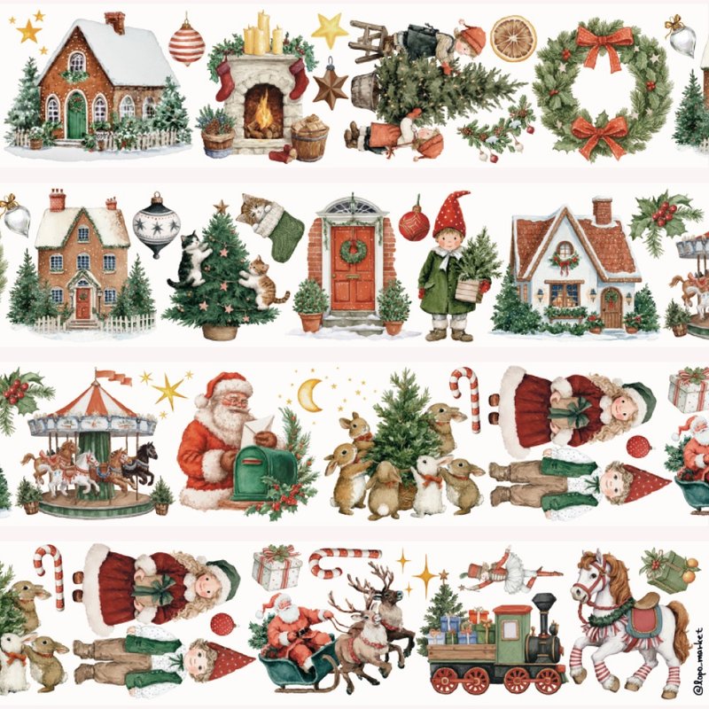 聖誕節 – 霧面大尺寸和紙膠帶 (6.5cm) - 膠紙/膠帶/紙膠帶 - 其他材質 