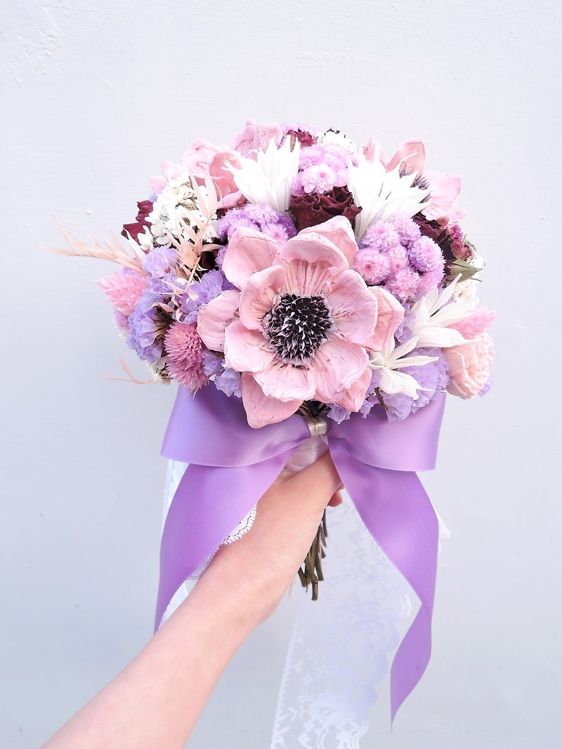 [Berry] sweet and sour dried wedding bouquet - ตกแต่งต้นไม้ - พืช/ดอกไม้ สึชมพู