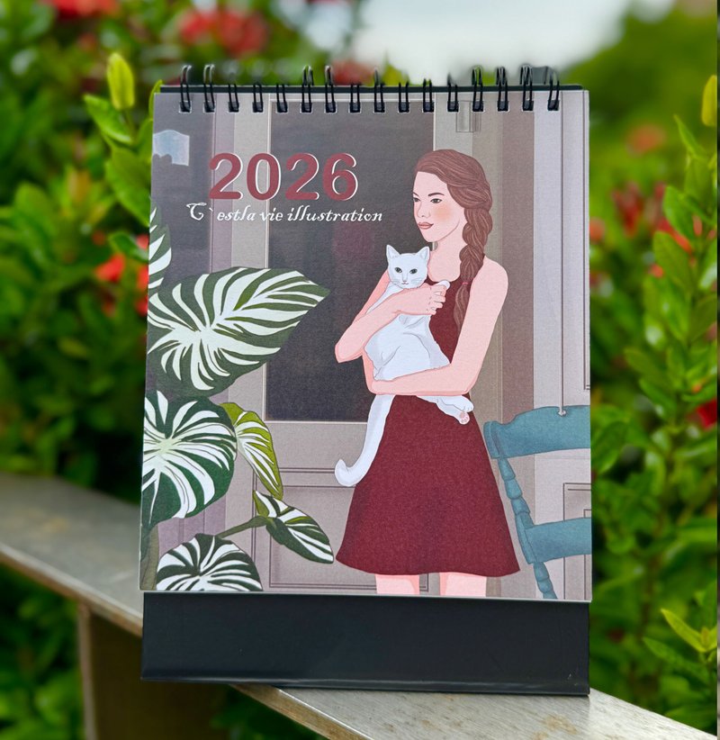 2026法式女孩日常插畫桌曆 交換禮物 新年禮物 - 日曆/月曆/年曆 - 紙 