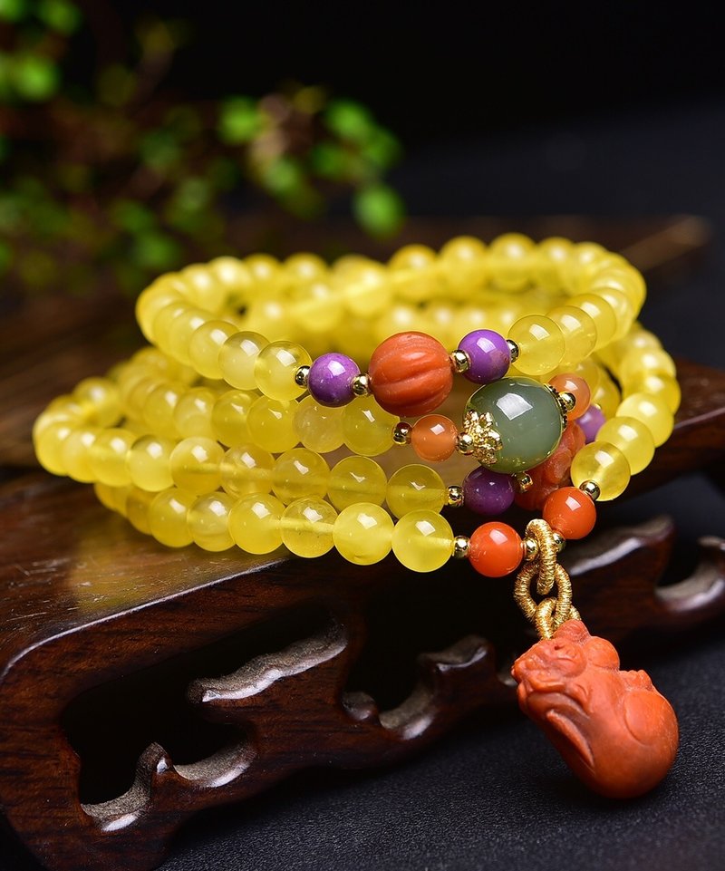 Pure natural Wax round beads 6mm bracelet plus Nanhong accessories pendant bracelet oily and beautiful quality is very good - Bracelets - Crystal 