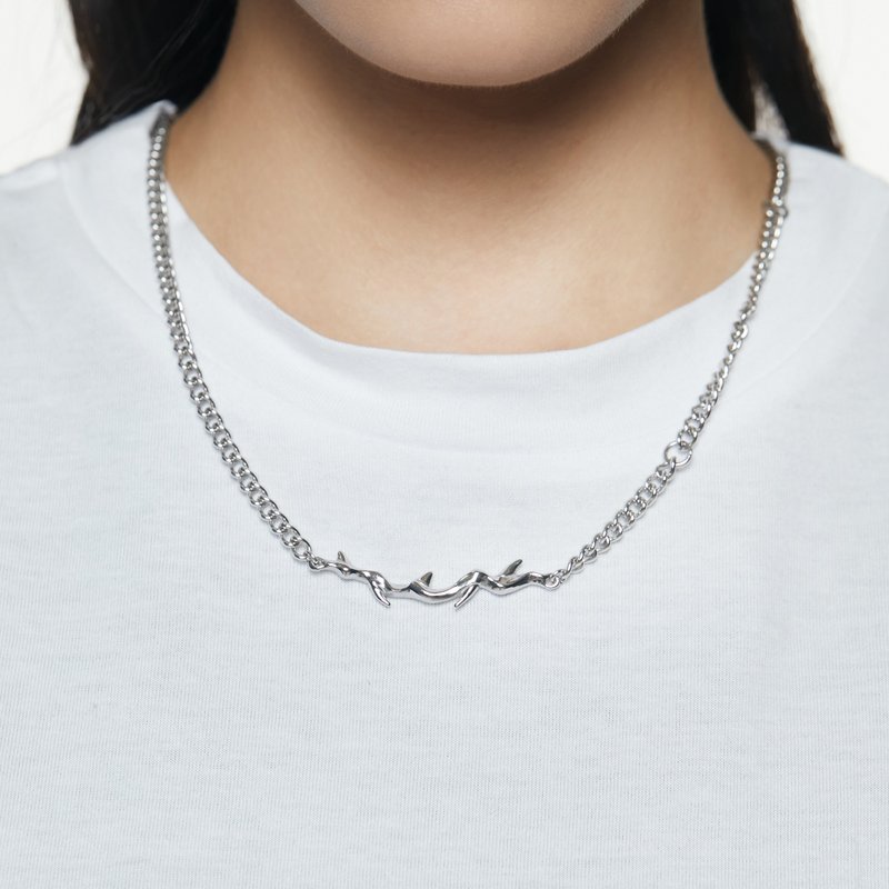 [Christmas gift] DISSOLVE thorn couple necklace I adjustable length I personalized lettering - สร้อยคอ - สแตนเลส สีเงิน