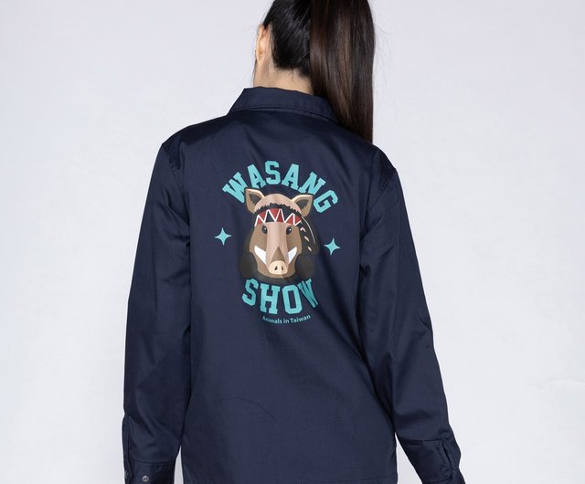 森の動物シリーズ】猪ワッペン刺繍コーチジャケット（メンズ