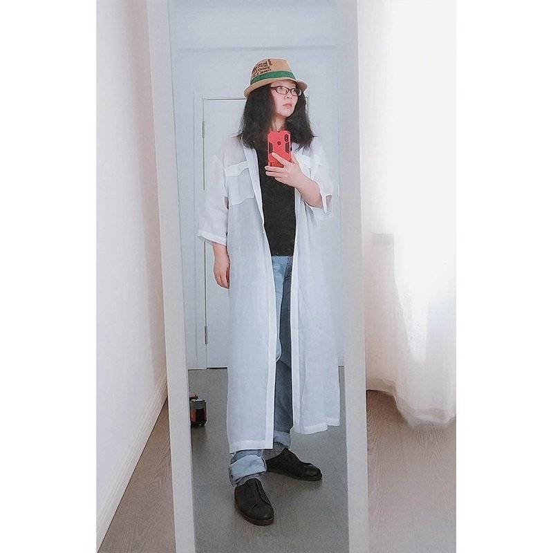特價售兩色入高支超薄純麻防曬長衫 - 女襯衫 - 棉．麻 