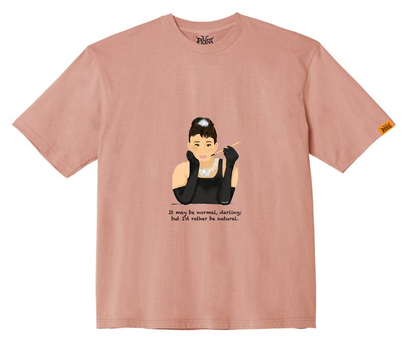 ChubbyChubby Collection -- I'D RATHER BE NATURAL TEE - เสื้อยืดผู้หญิง - ผ้าฝ้าย/ผ้าลินิน สึชมพู