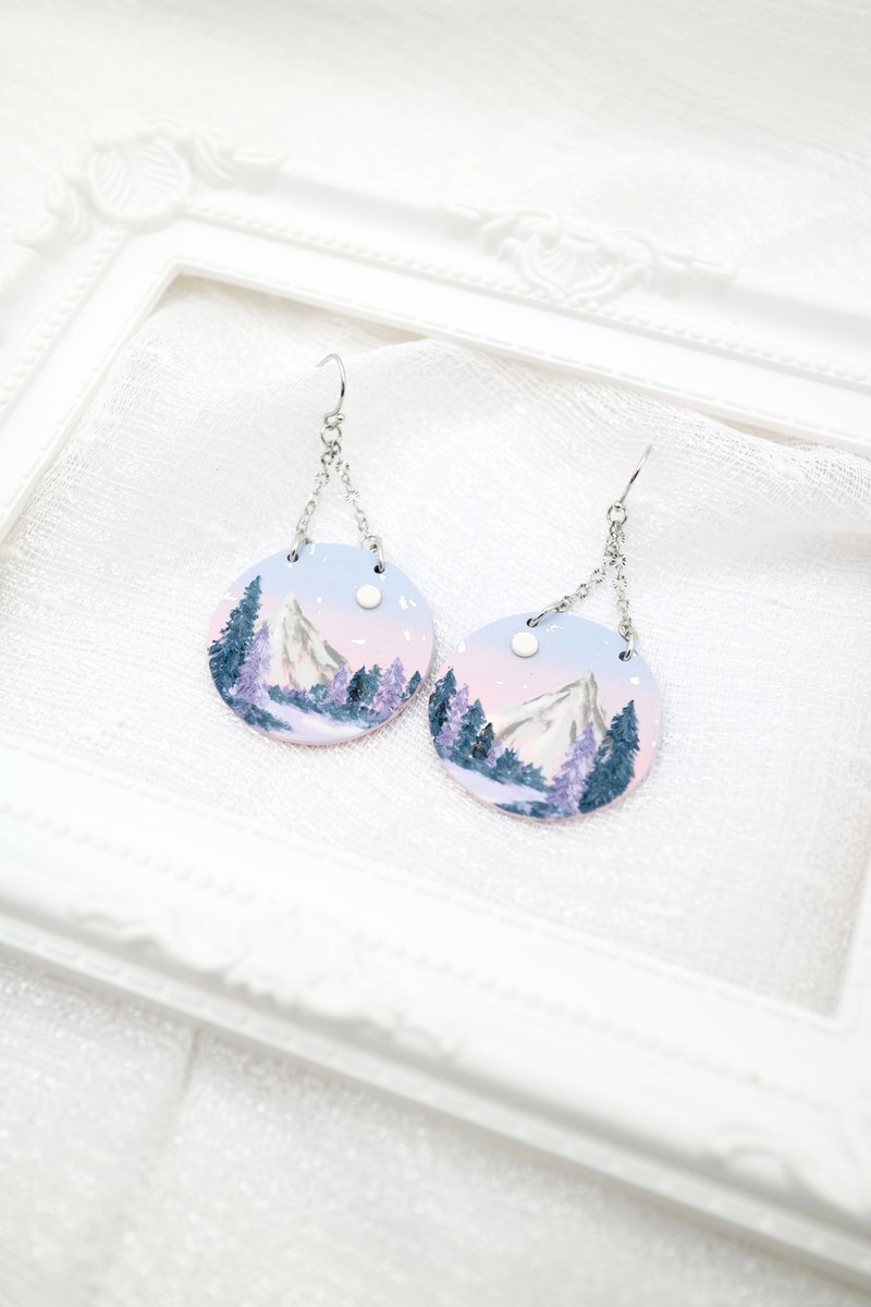 Purple landscape/polymer clay earrings - ต่างหู - ดินเหนียว สีม่วง