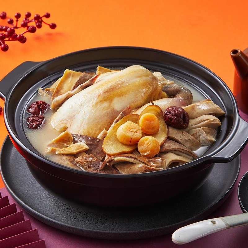 (Pre-order) [Jinxialou] Pepper Pork Belly, Scallops and Chicken Soup - 2200g (Solids 850g) - อื่นๆ - วัสดุอื่นๆ สีแดง