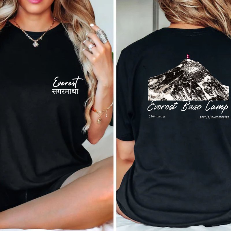 Everest Base Camp 山脈系列 中性短袖上衣 健行登山戶外愛 - 女 T 恤 - 棉．麻 白色