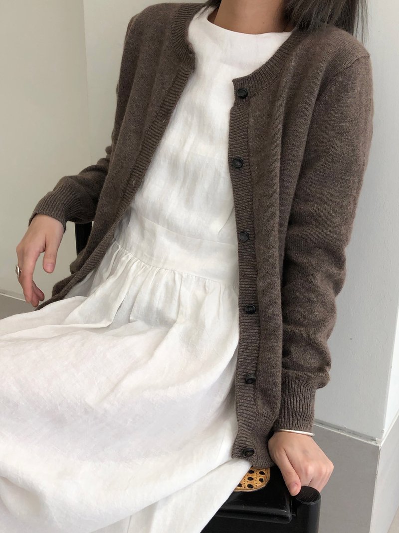 軟糯羊毛針織開衫 藕色 I Grizzly Cashmere Wool Cardigan - 女毛衣/針織衫 - 羊毛 咖啡色