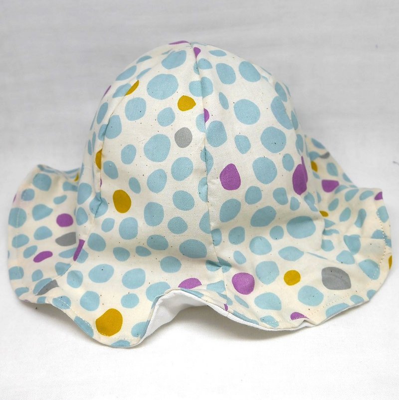 Tulip hat / randam dot - 嬰兒帽子/髮帶 - 棉．麻 藍色
