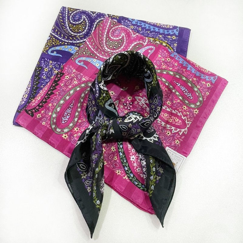 京都領巾(絲巾)-變形蟲(粉紅/紫/黑) - 領結/領巾 - 其他材質 