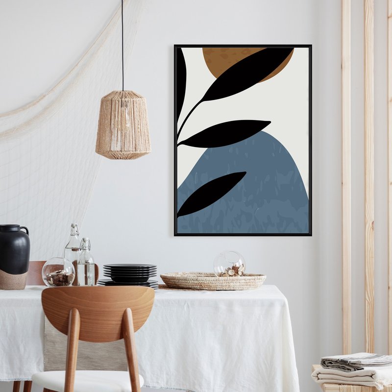 Geometry • Ink Leaf I- Home decor, Wall Arts, Nordic paintings - โปสเตอร์ - ผ้าฝ้าย/ผ้าลินิน หลากหลายสี