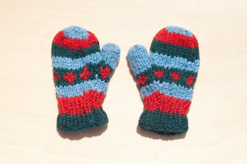 Limited Christmas gift a knitted pure wool warm gloves / gloves for children / child gloves / bristles gloves / knitted gloves / mittens - fresh forest national totem - Bibs - Wool Multicolor