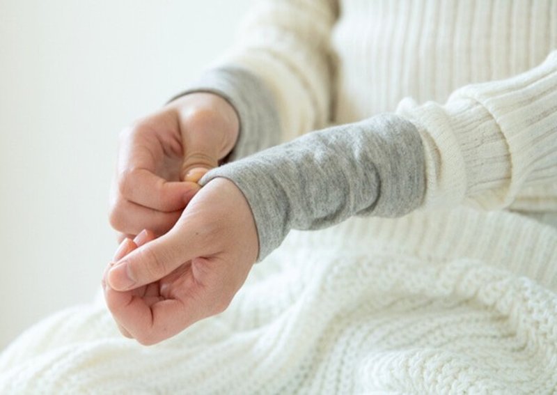 ヤク混エアニット　手首ウォーマー【Organic Cotton】 - 其他 - 棉．麻 卡其色