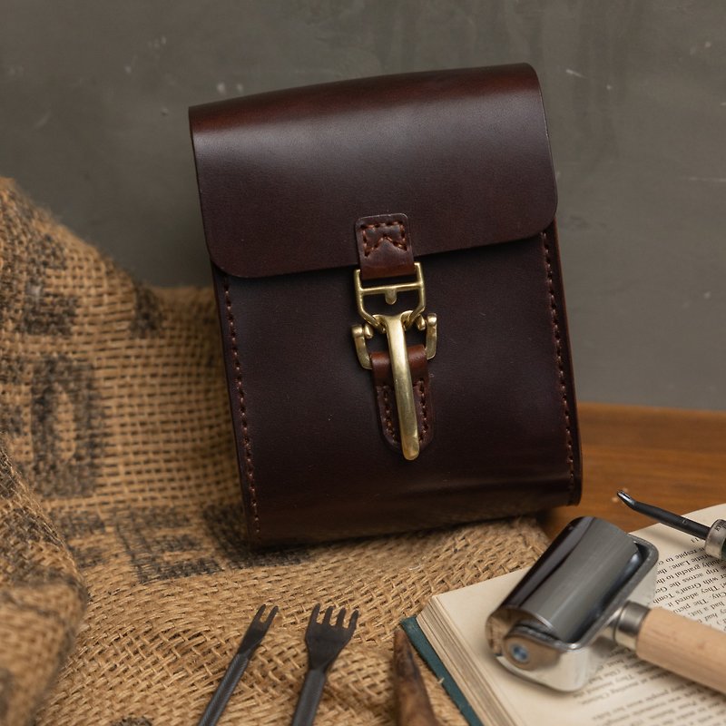 【威斯康辛 相機包】植鞣革 騎士 相機包-深咖啡 - 側背包/斜孭袋 - 真皮 咖啡色