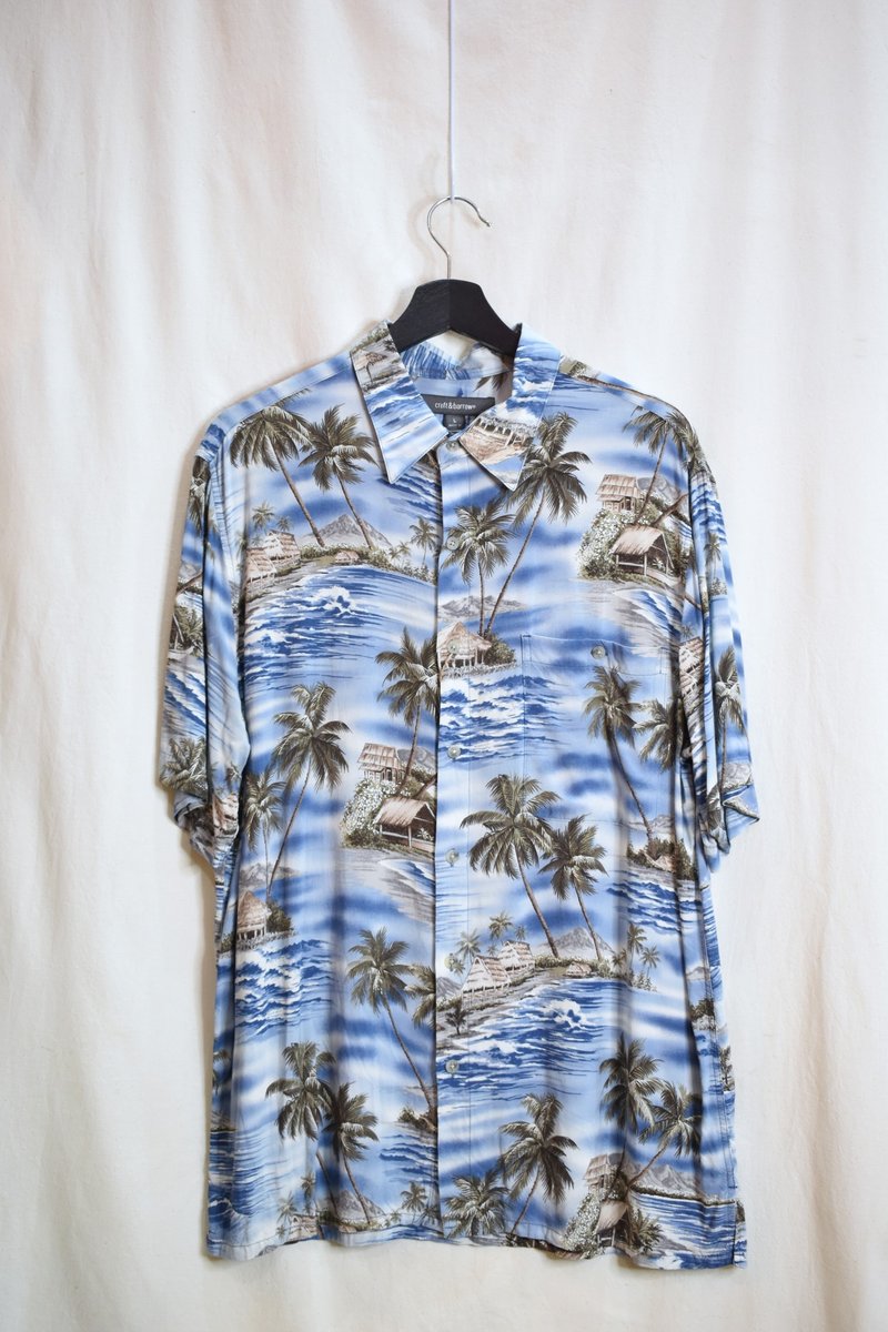 Vintage Hawaiian floral shirt ocean blue - Men's Shirts - Silk 