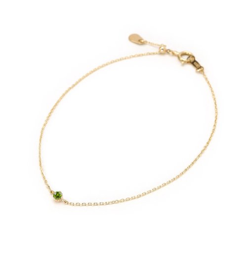 k18 ブレスレット　デマントイド 1月誕生石 K10 デマントイドガーネットの一粒ブレスレット ~Petela