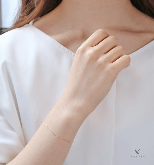 k18 ブレスレット　デマントイド 1月誕生石 K10 デマントイドガーネットの一粒ブレスレット ~Petela