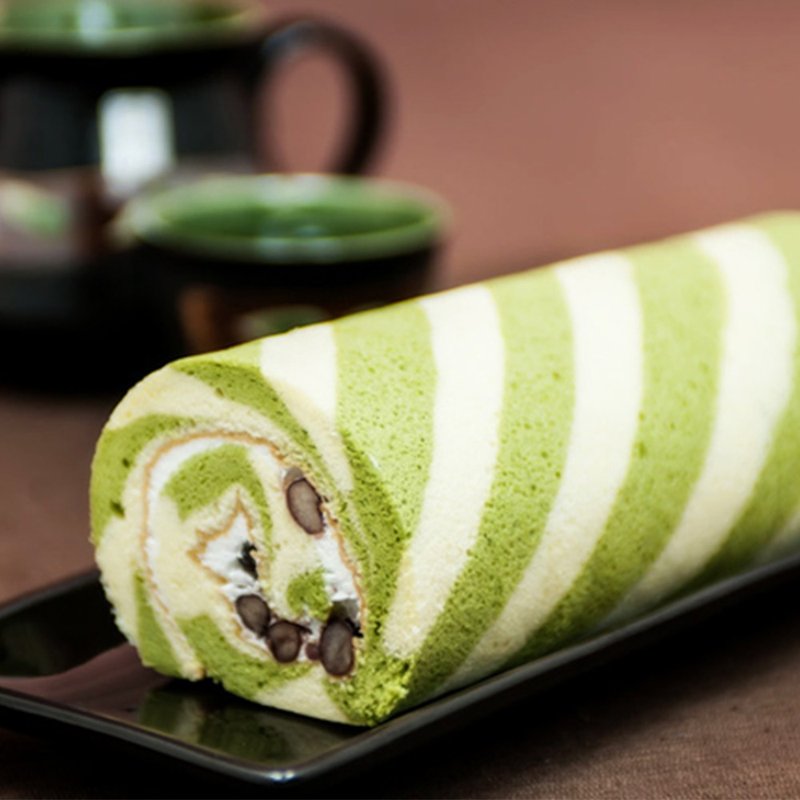 Japanese Matcha Red Bean Cake Roll Shop Candycat Bakery